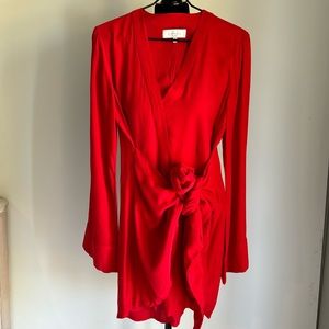 L'Academie the Janeiro Red Front tie mini dress in red NWOT size M
